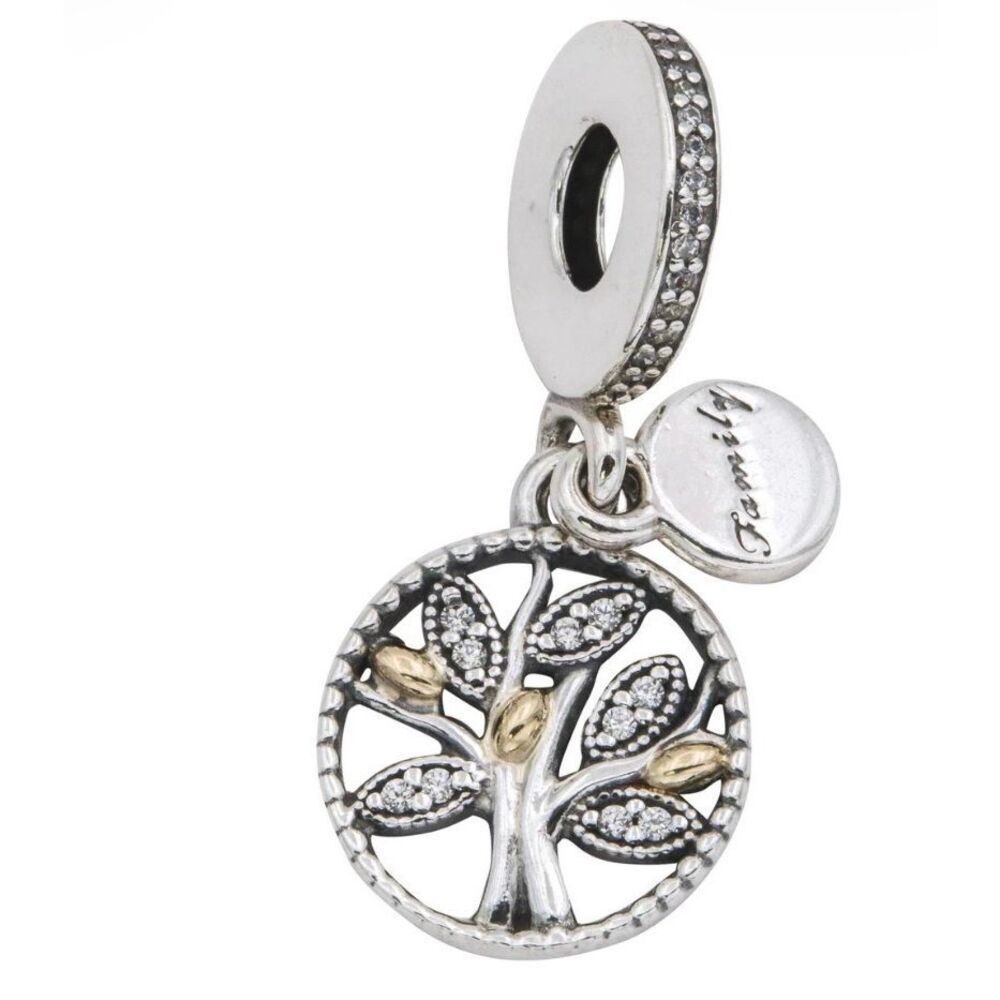 Pandora Family Heritage Pendant Charm  14k and sterling